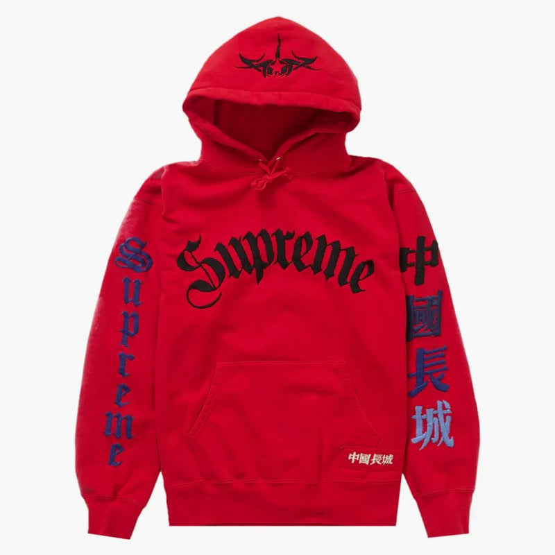Supreme Great China Wall Sword Hooded Sweatshirt Red