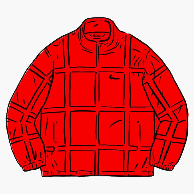 Supreme Grid Taping Velor Jacket Red