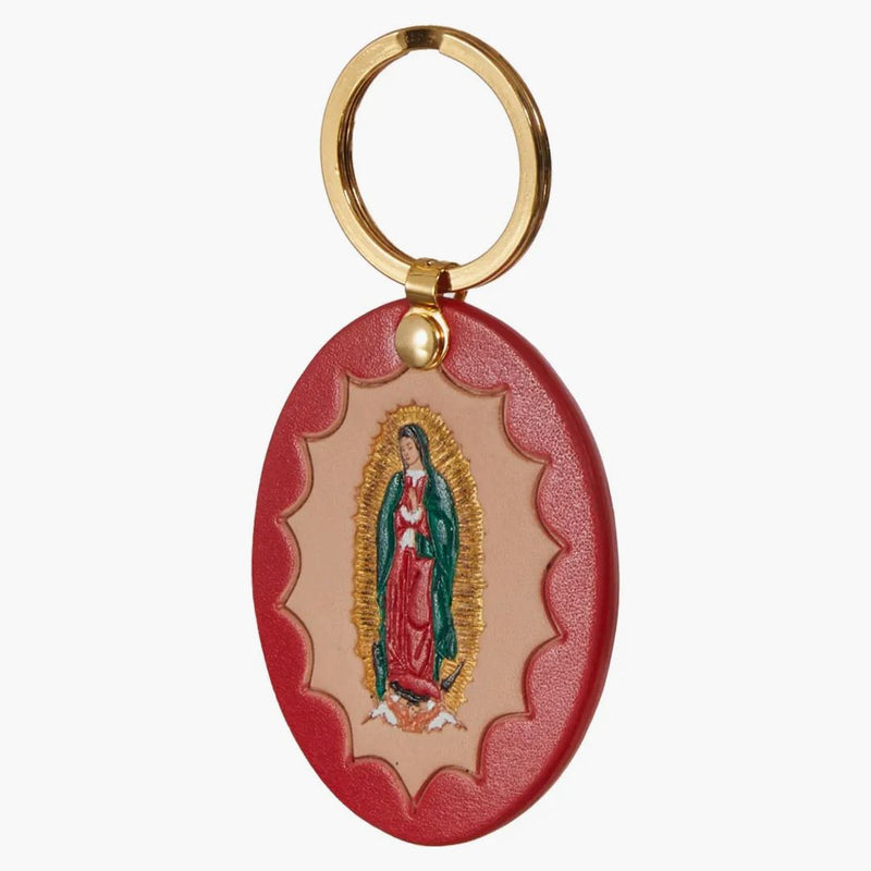 Nejvyšší guadalupe kožená klíčenka červená