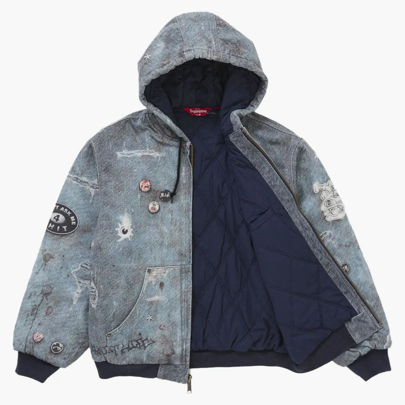Hjr trompe l'oeil hooded work jacket blue