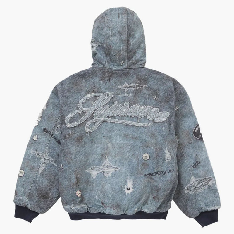 Hjr trompe l'oeil hooded work jacket blue