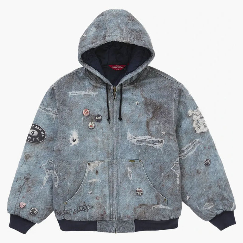 Hjr trompe l'oeil hooded work jacket blue