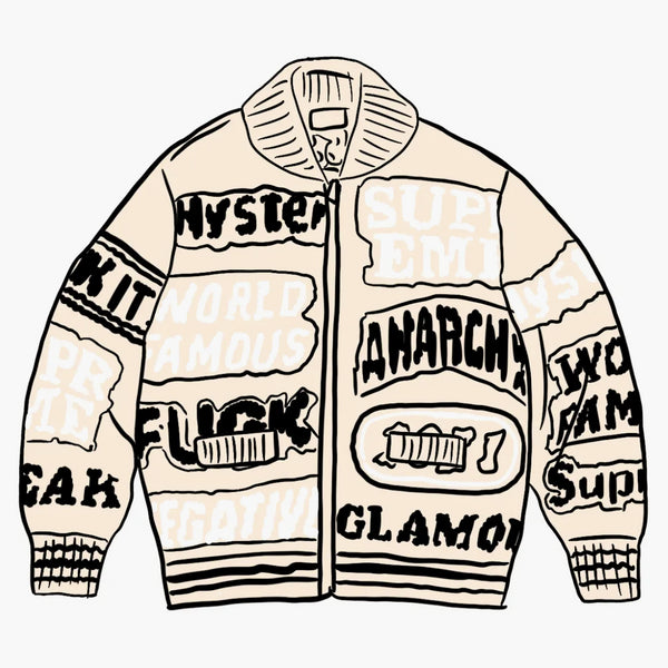 Supreme Hysteric Glamour Logos Zip Up tröja naturligt