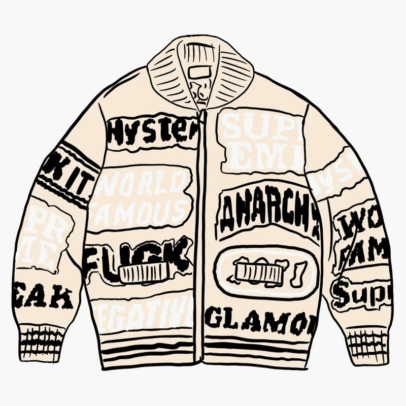 Nejvyšší hysterické kouzelné logos Zip Up svetr přirozený