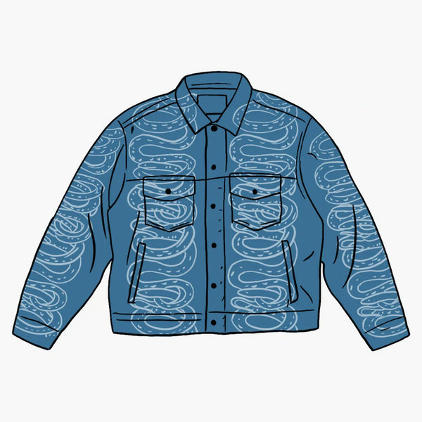 Supreme Hysteric Glamor Snake Denim Trucker Jacket Blue