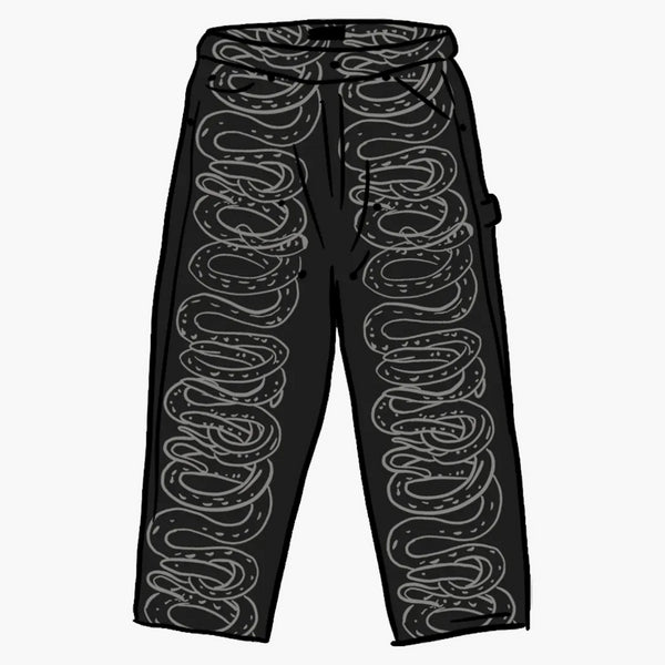 Supreme Hysteric Glamour Snake Double Knee Denim Painter Pant Black