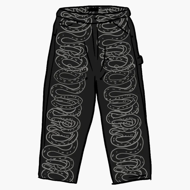 Supreme Hysteric Glamour Snake Double Knee Denim Painter Pant Black