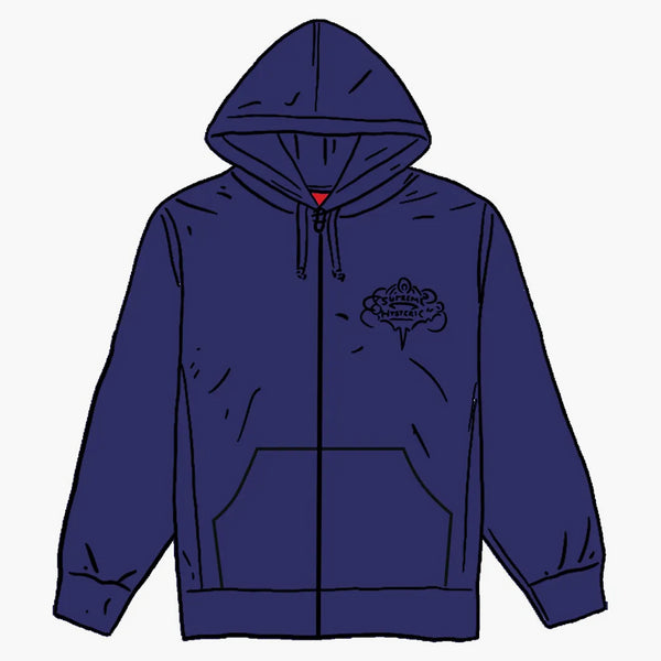 Nejvyšší hysterická kouzelná zip zip Up Mikina s kapucí Washed Navy