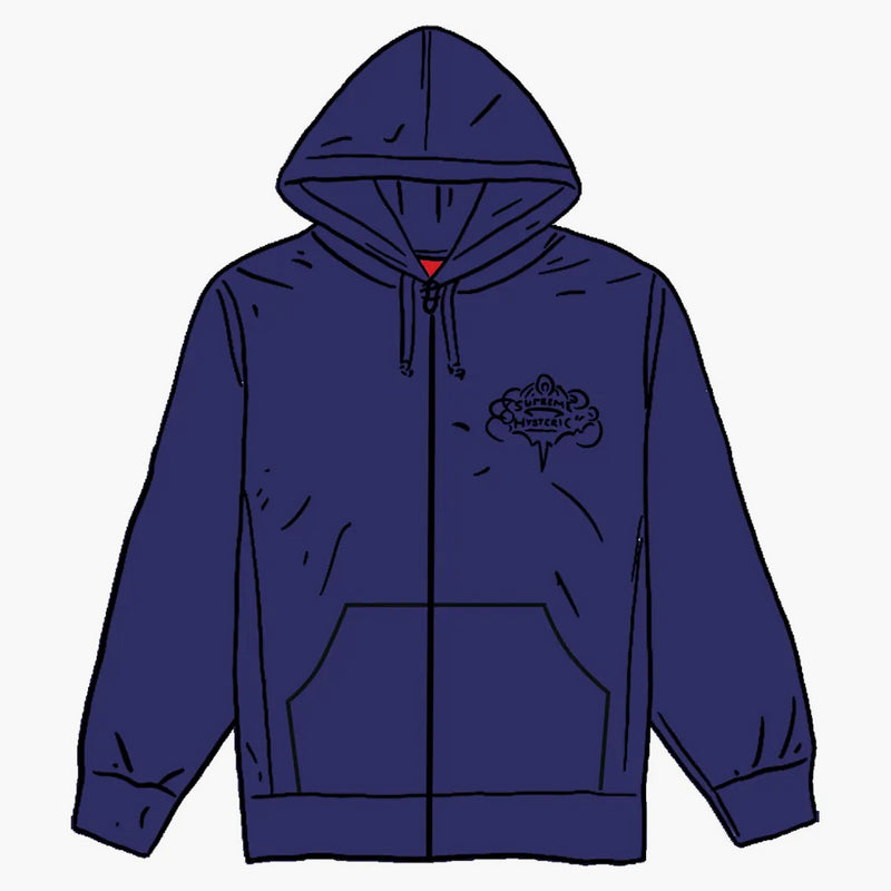 Nejvyšší hysterická kouzelná zip zip Up Mikina s kapucí Washed Navy