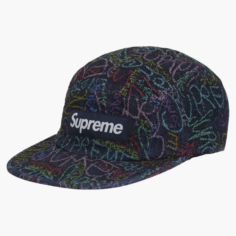 Supremo Handwriting Denim Camp Cap Indigo