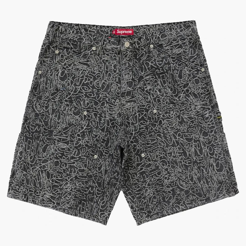 Supreme Handwriting Double Knee Denim Short Black