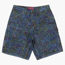 Supremia escritura a mano Doble denim corta de mezclilla índigo