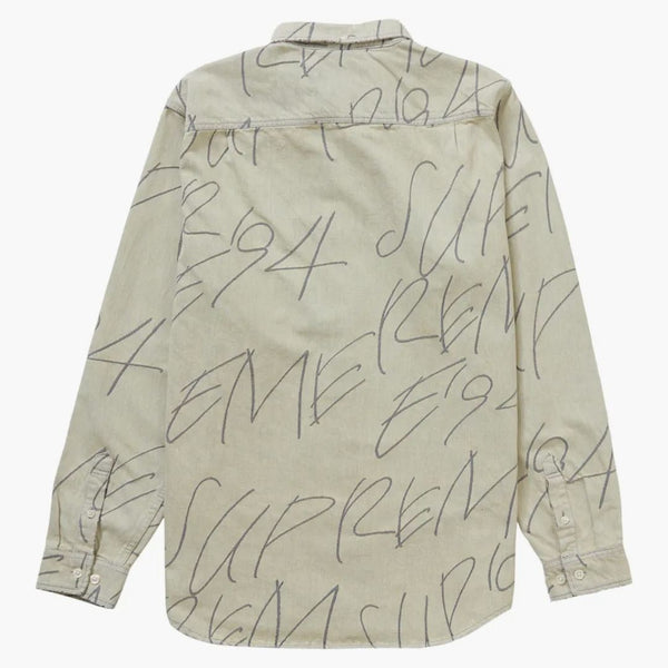 Supreme Handwriting Jacquard Denim Shirt Dirty