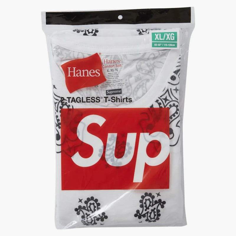 Supreme Hanes Bandana Tagless Tees (2 pacchetto) bianco