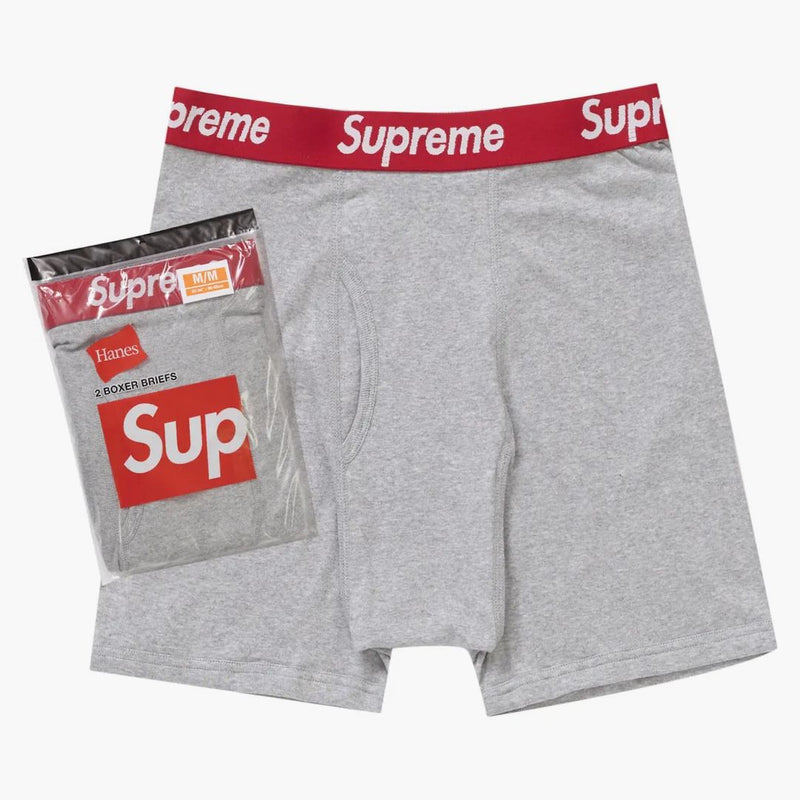 Supreme Hanes Boxer Briefs (2 Pack) Heather Grey