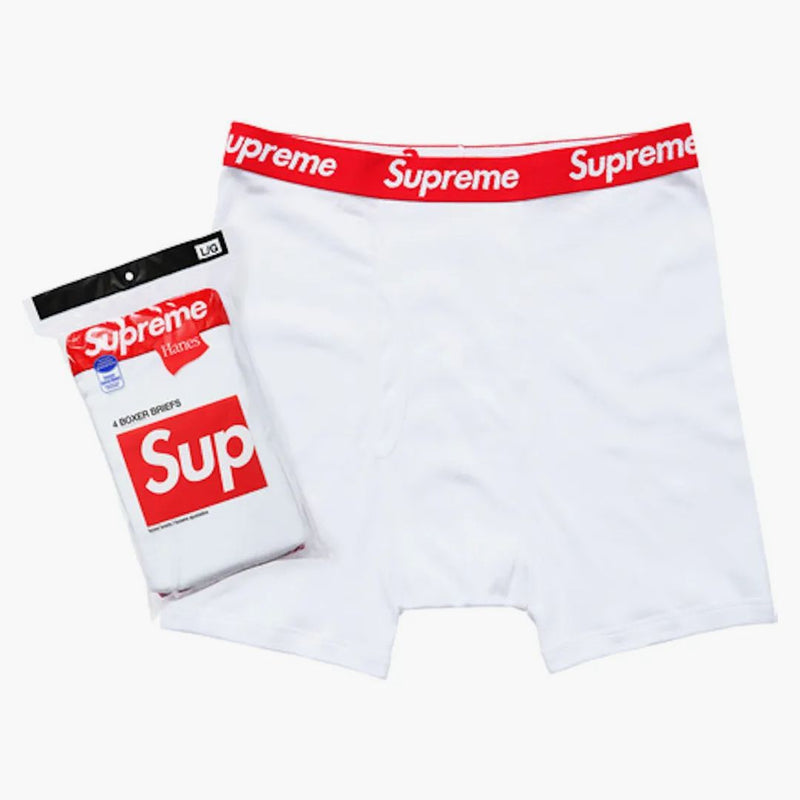 Supreme Hanes Boxer Briefs (4 paczki) białe