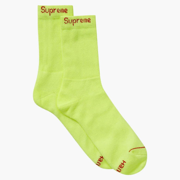 Supreme Hanes Crew Socks (4 pack) Fluorescent Yellow