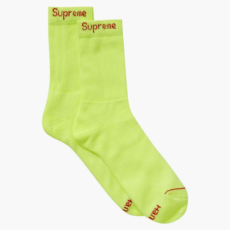 Supreme Hanes Crew Socks (4 pack) Fluorescent Yellow