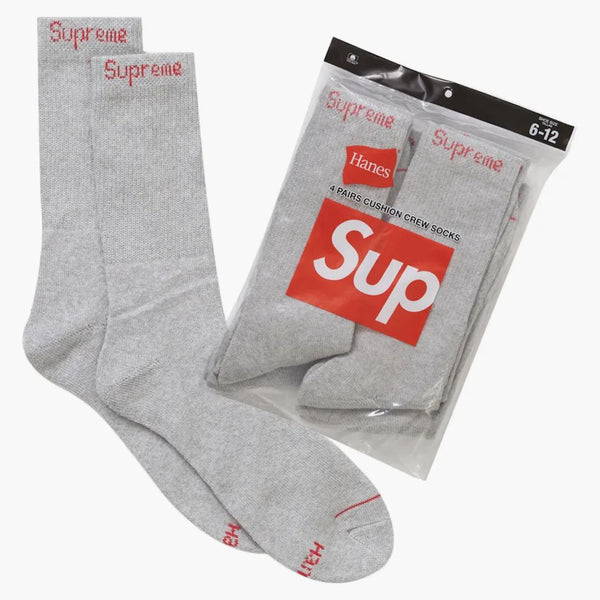 Supreme Hanes Crew Socks (4 pack) Heather Gray