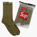 Supreme Hanes Crew Socks (4 pack) Olive