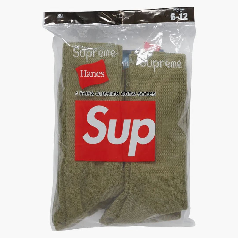 Supreme Hanes Crew Socks (4 Pack) Olive