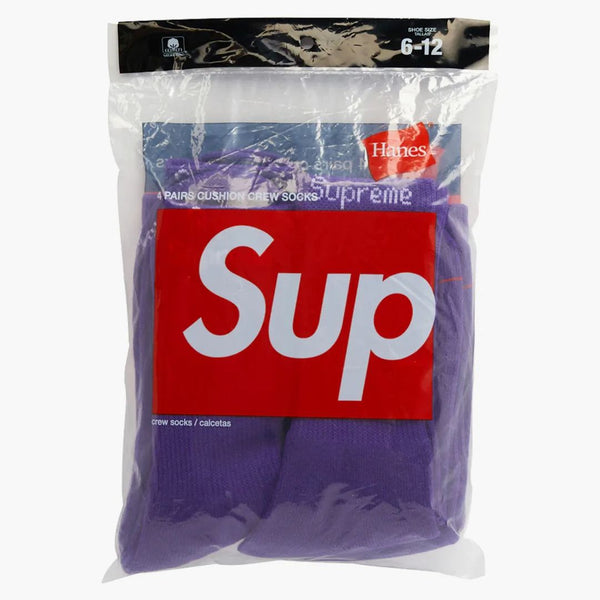 Supreme Hanes Crew Socks (4 pack) Purple