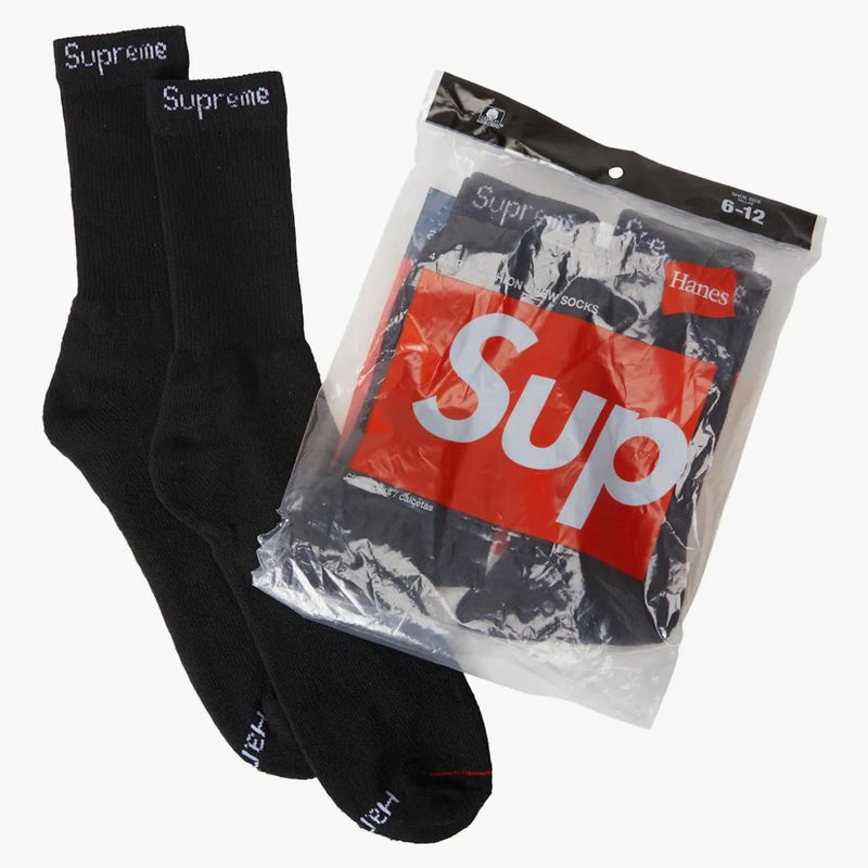 Supreme Hanes Socks (4 pack) Black