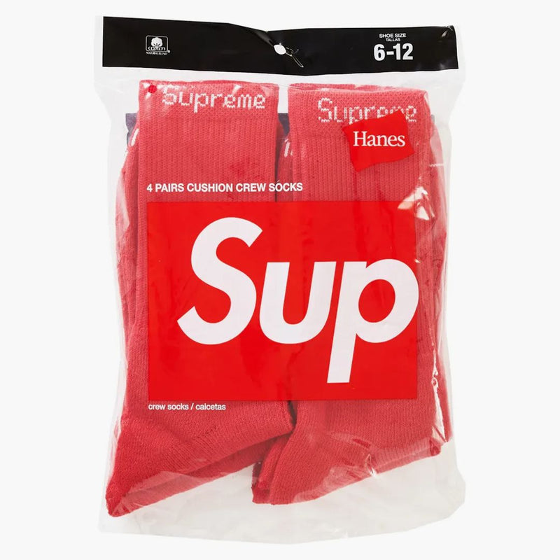 Supreme Hanes Socks (4 pack) red