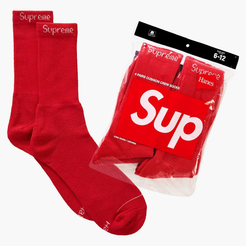 Supreme Hanes Socks (4 pack) red