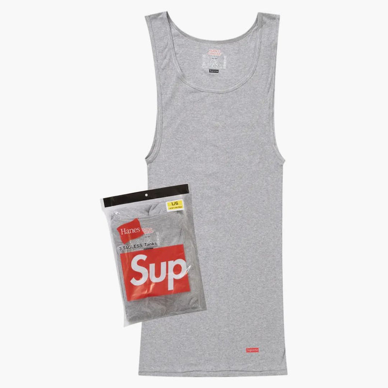 Supreme Hanes bez tanků (3 balení) Heather šedá