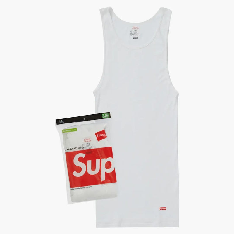 Supreme Hanes Tagless Tank Tops (3 Pack) White