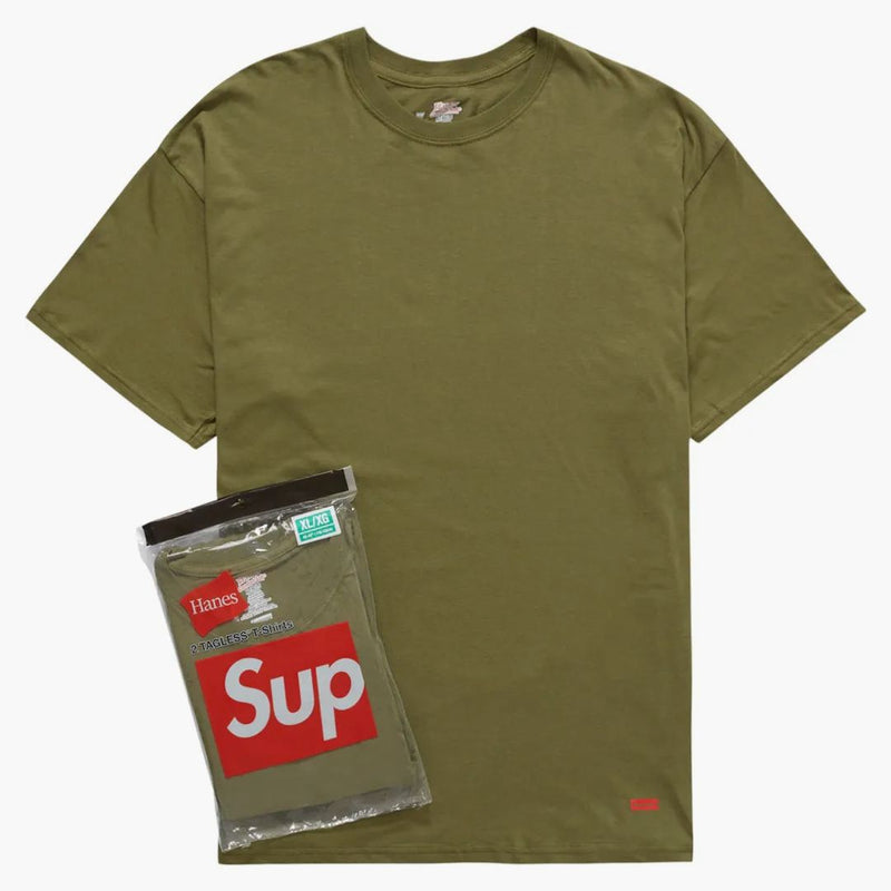 Supreme Hanes Tagless Tees (2 Pack) Olive