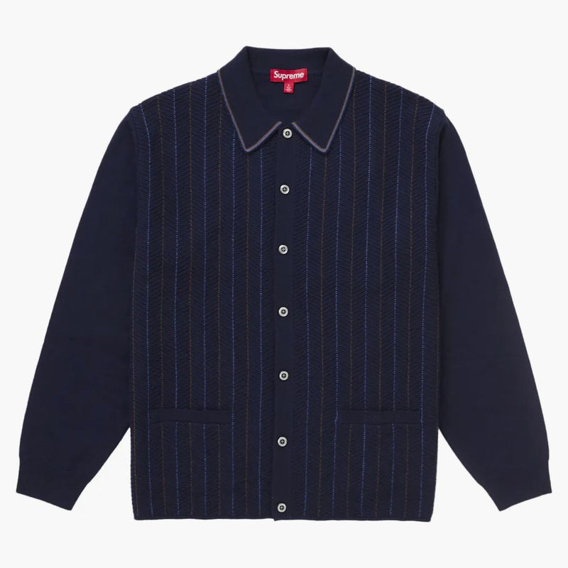 Supreme Herringbone Cardigan Navy