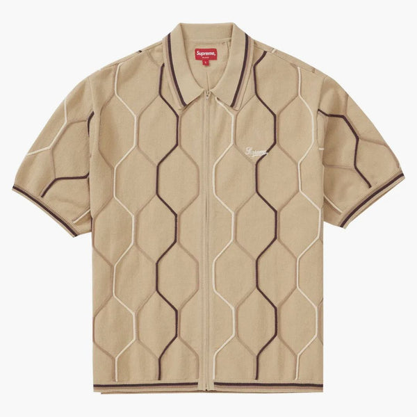 Supreme Hex Zip Up Polo Tan