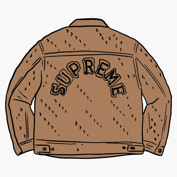 Supreme Hole Punch Denim Trucker Jacket Brown