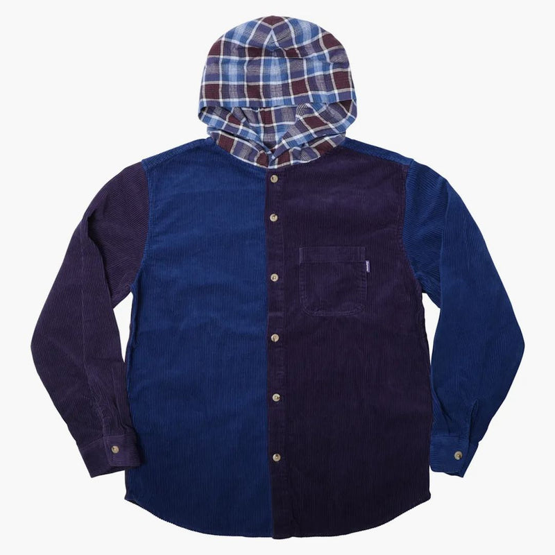 Supreme Hooded Color Blocked Corduroy Shirt Royal/purple
