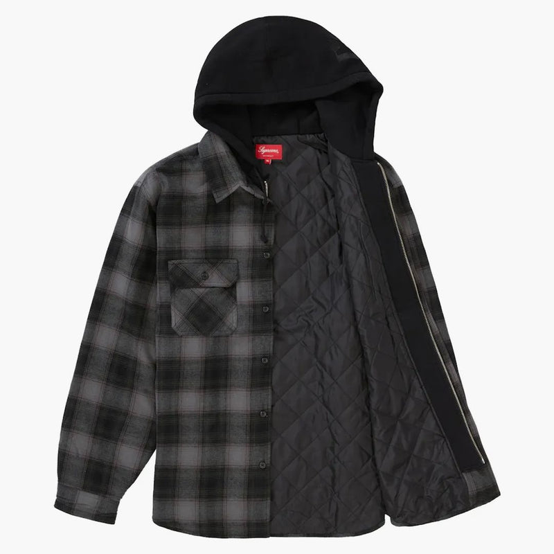 Nejvyšší kapucí flanel na zip Up Black