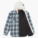 Supreme Hooded Flannel Zip Up Shirt Blue