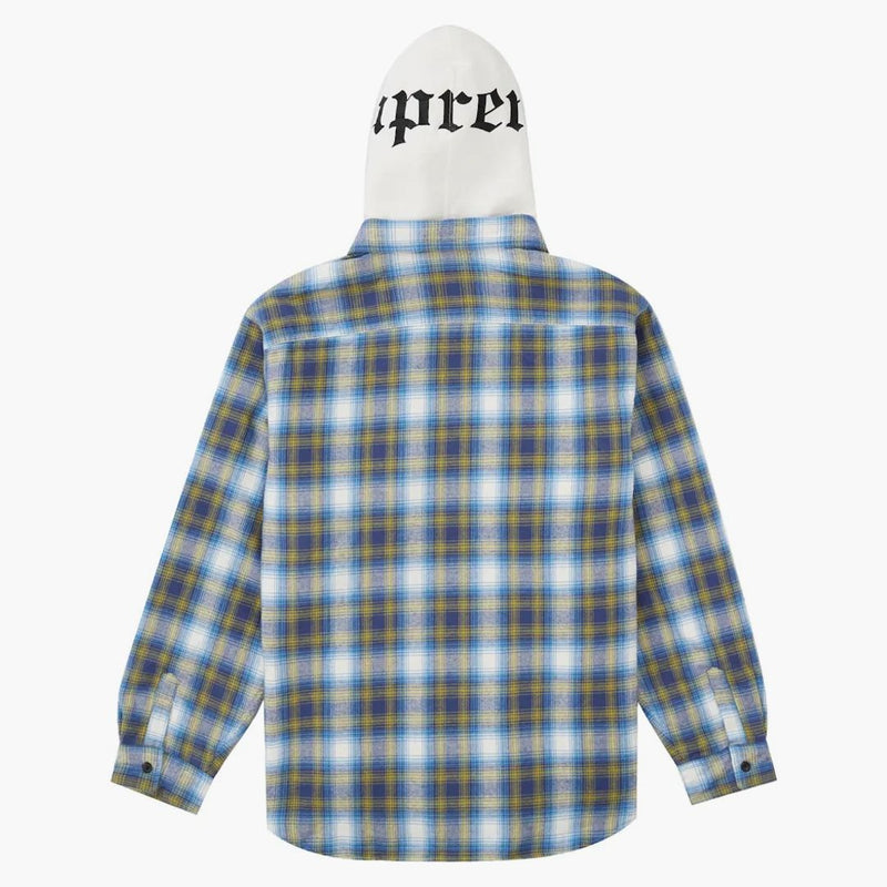 Nejvyšší kapucí flanel na zip Up košile modrá