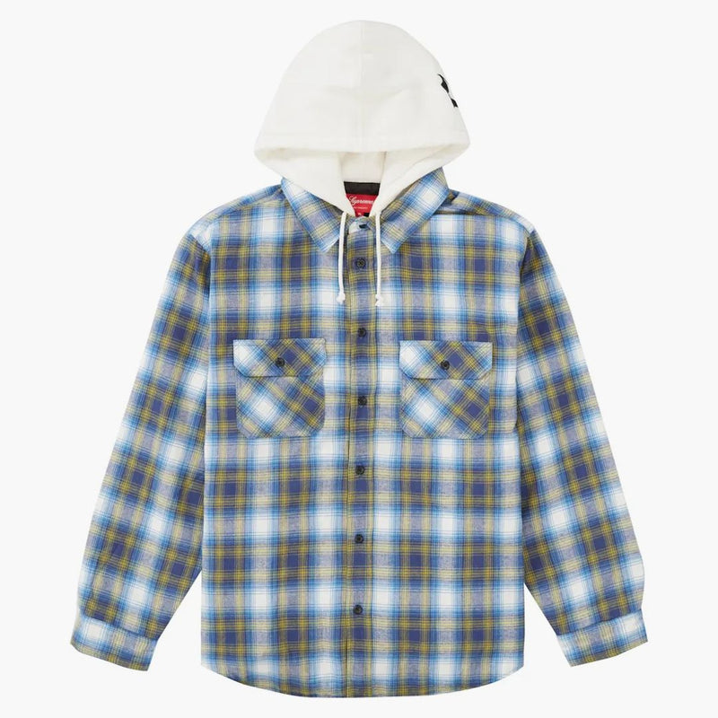 Nejvyšší kapucí flanel na zip Up košile modrá