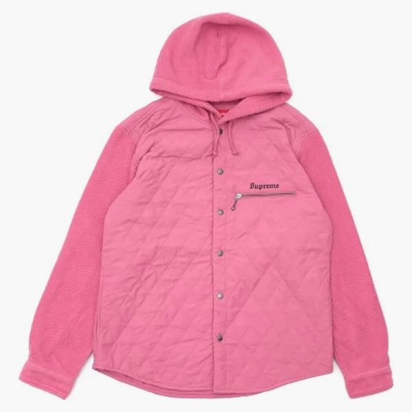 Camisa de nylon de vellón suprema con capucha rosa