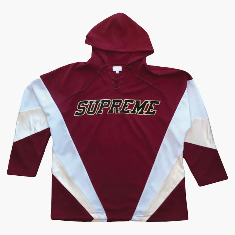 Burgundy suprema con cappuccio di hockey