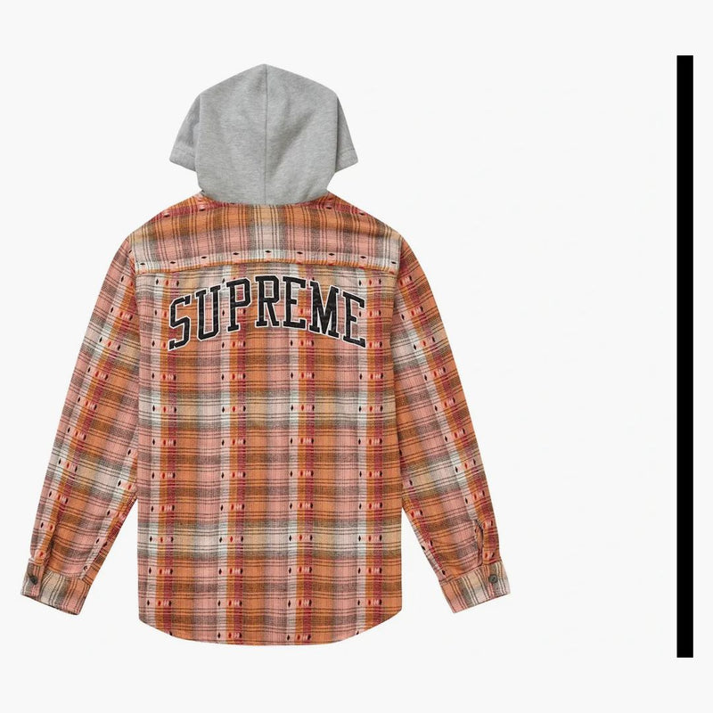 Supreme Hooded Jacquard Flannel Shirt Orange