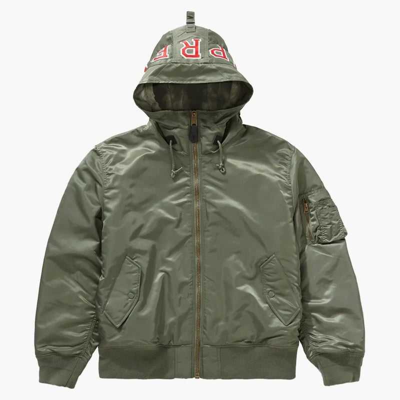 Supreme Hooded MA-1 olive Ｌ Supreme Ma-1 Olive-Buy at Hypeneedz