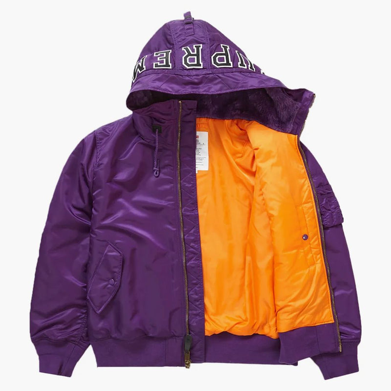 Purple Ma-1 supremo con cappuccio