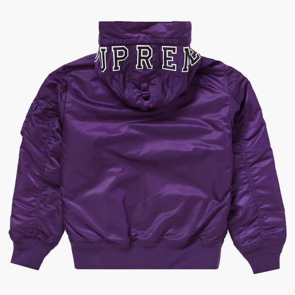 Purple Ma-1 supremo con cappuccio