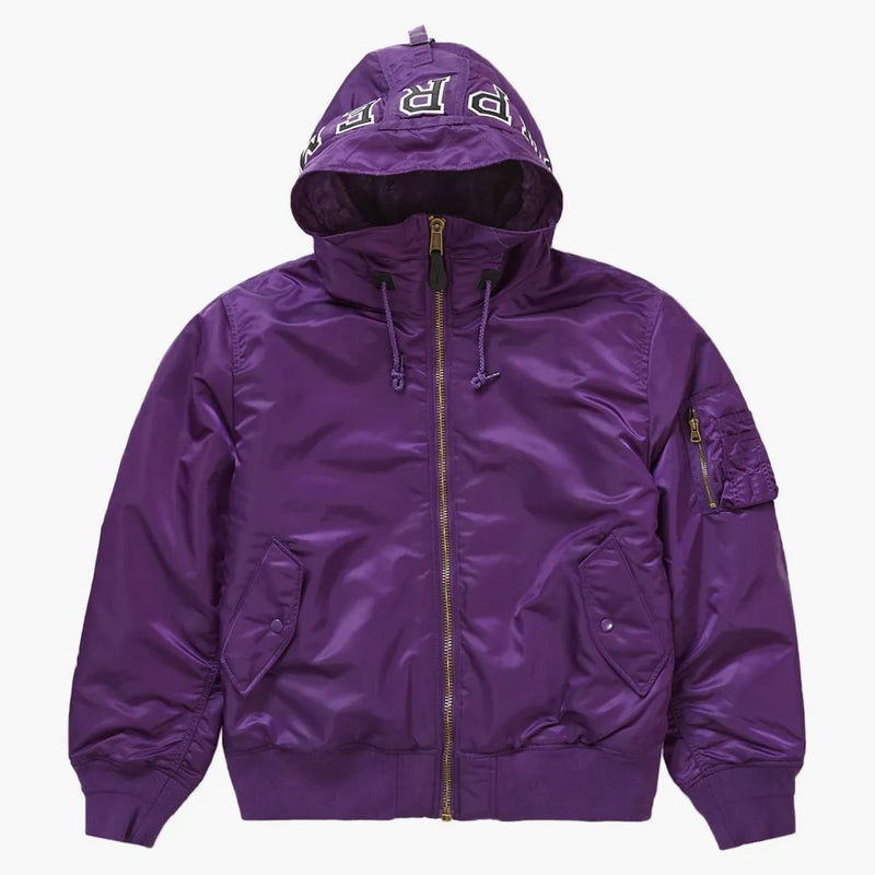 Purple Ma-1 supremo con cappuccio
