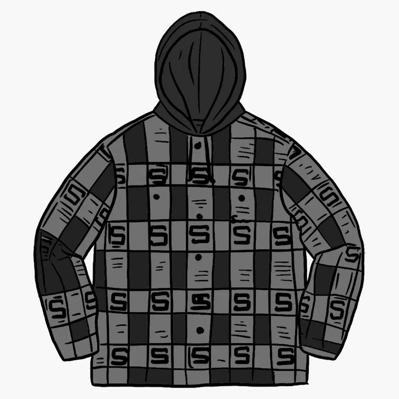 Supreme Hooded Shadow Plaid skjorta dammig svart