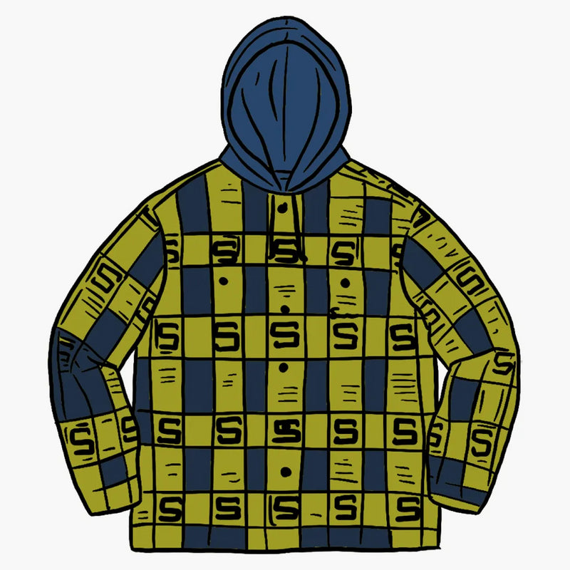 Supreme Hooded Shadow Plaid Shirt Navy