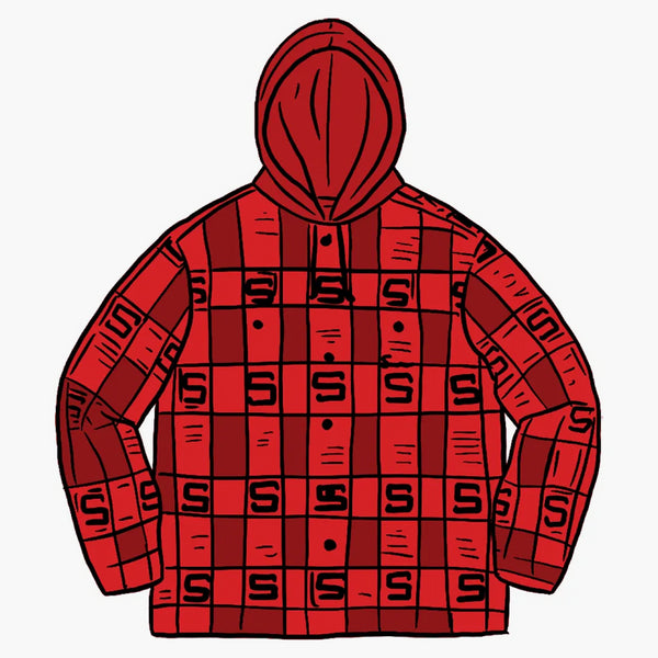 Supreme Hooded Shadow Plaid Shirt Red